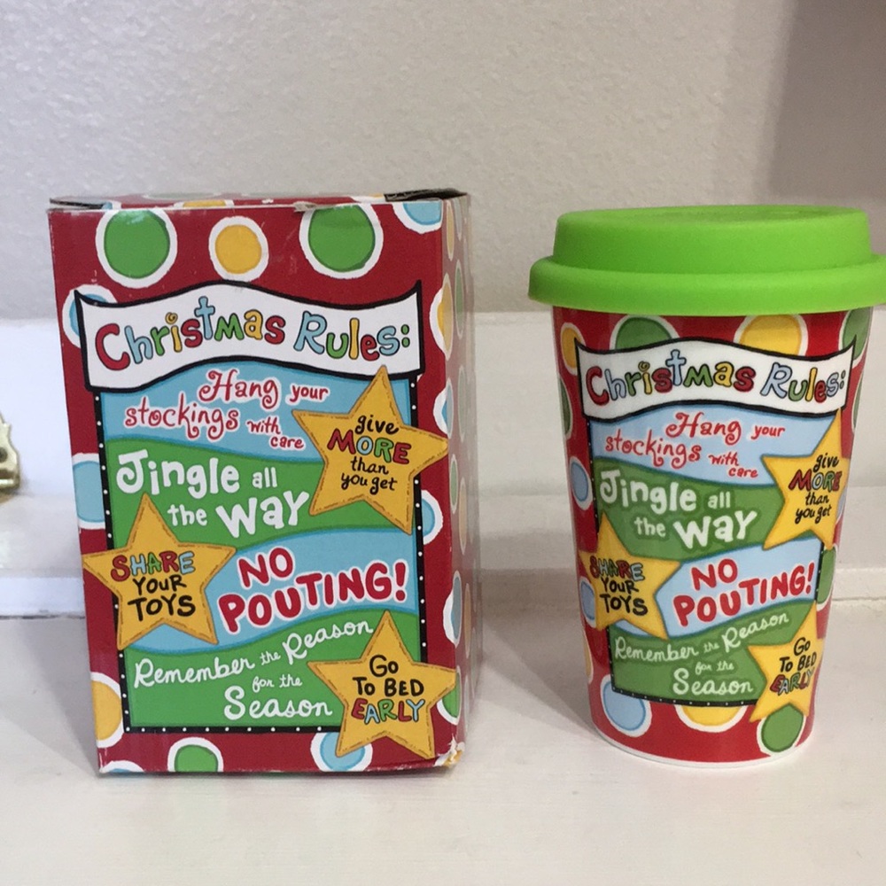 Set of 3Christmas travel ceramic cups with lids